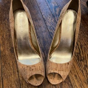 Nine West open toe cork heels